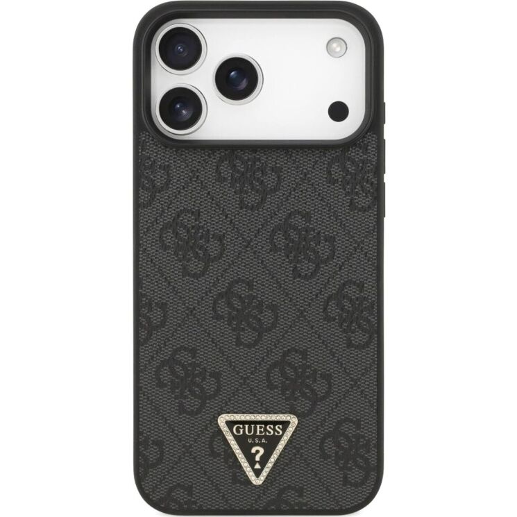 Защитный чехол Guess Leather 4G Triangle Strass MagSafe для iPhone 17 Pro Max (GUHMP17XP4TDPLK) - Black (402886B) Защитный чехол Guess Leather 4G Triangle Strass MagSafe для iPhone 17 Pro Max (GUHMP17XP4TDPLK) - Black: фото 2 из 9