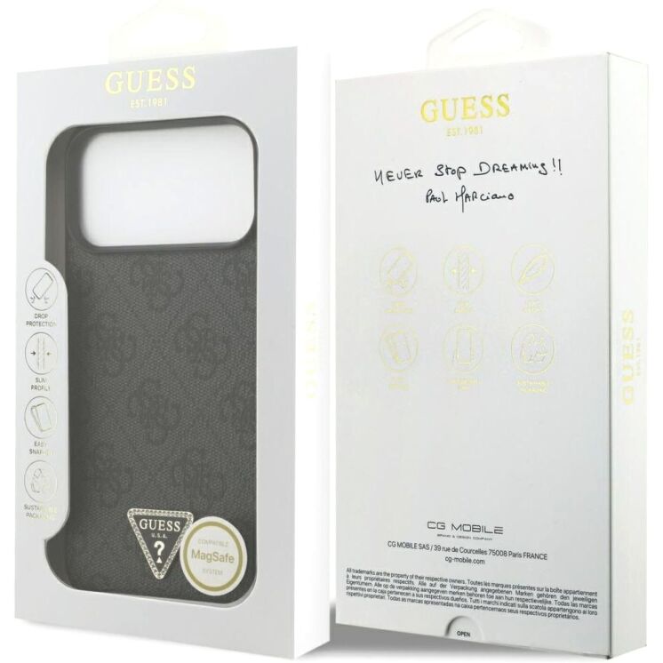 Защитный чехол Guess Leather 4G Triangle Strass MagSafe для iPhone 17 Pro Max (GUHMP17XP4TDPLK) - Black (402886B) Защитный чехол Guess Leather 4G Triangle Strass MagSafe для iPhone 17 Pro Max (GUHMP17XP4TDPLK) - Black: фото 8 из 9
