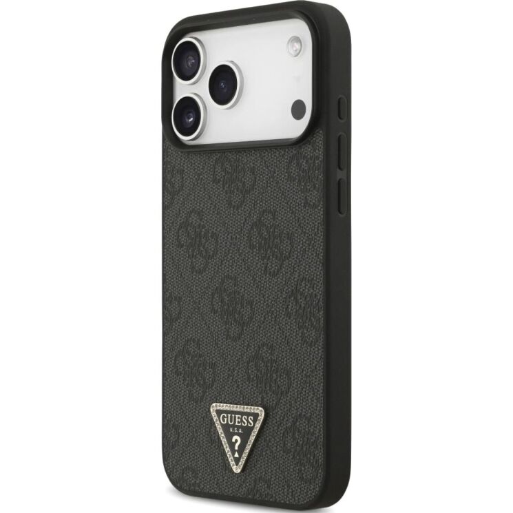 Защитный чехол Guess Leather 4G Triangle Strass MagSafe для iPhone 17 Pro Max (GUHMP17XP4TDPLK) - Black (402886B) Защитный чехол Guess Leather 4G Triangle Strass MagSafe для iPhone 17 Pro Max (GUHMP17XP4TDPLK) - Black: фото 3 из 9