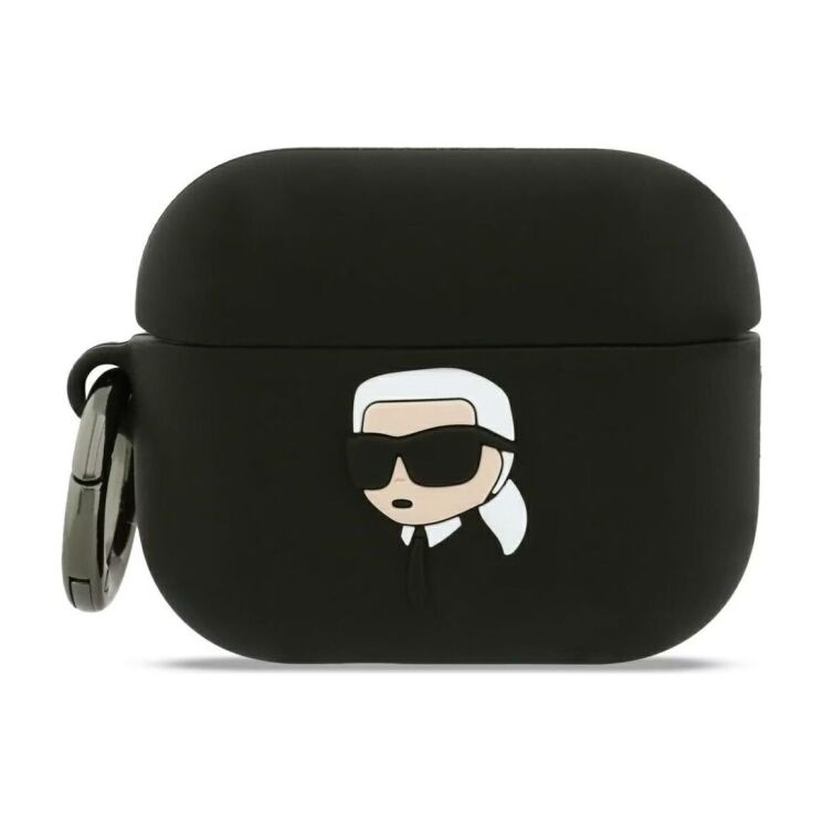 Защитный чехол Karl Lagerfeld Silicone Karl Head 3D для AirPods Pro 3 (KLAP3RUNIKK) - Black: фото 1 из 4