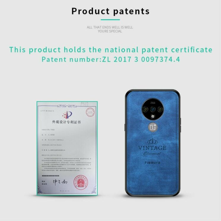 Защитный чехол PINWUYO Vintage Series для OnePlus 7T - Blue: фото 6 из 15