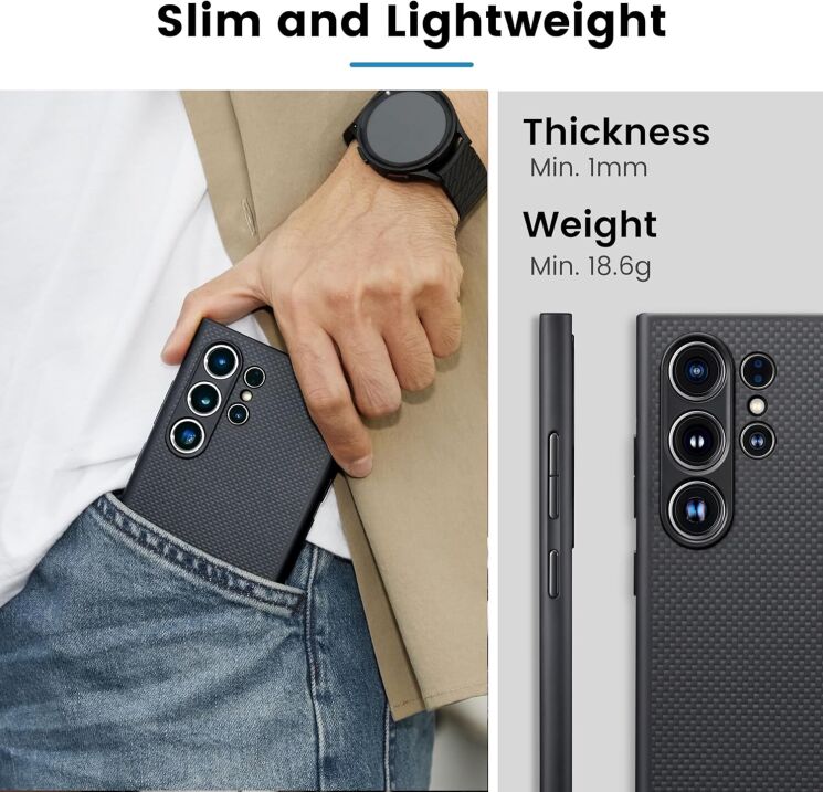 Защитный чехол Pitaka PinButton Case для Samsung Galaxy S24 Ultra (S928) MCP2401F - Black / Grey: фото 9 из 11