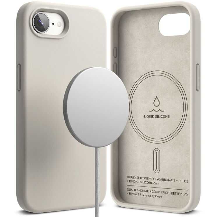Защитный чехол Ringke Silicone Magnetic для Apple iPhone 16e (8800293852841) - Stone: фото 1 из 10