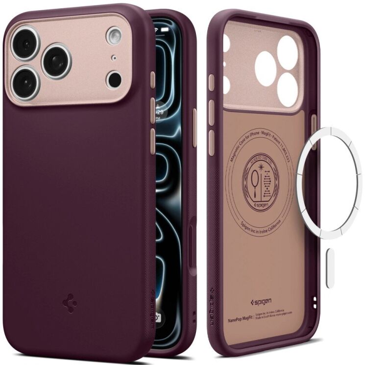 Защитный чехол Spigen Nano Pop (MagFit) для iPhone 18 Pro Max / 17 Pro Max (ACS12141) - Burgundy (440303DR) Защитный чехол Spigen Nano Pop (MagFit) для iPhone 18 Pro Max / 17 Pro Max (ACS12141) - Burgundy: фото 1 из 10