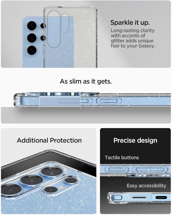 Защитный чехол Spigen (SGP) Liquid Crystal Glitter для Samsung Galaxy S25 Ultra (S938) ACS08950 - Crystal Quartz: фото 13 из 15
