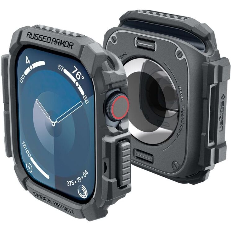 Защитный чехол Spigen (SGP) Rugged Armor (FW) для Apple Watch 10 46 mm (ACS08598) - Dark Grey: фото 3 из 15