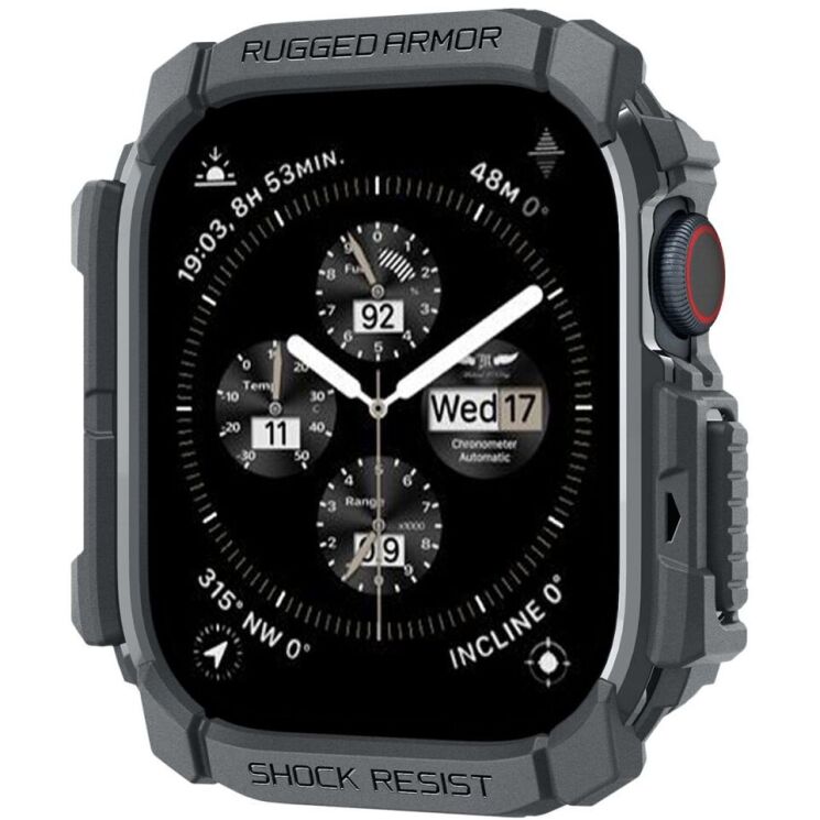 Защитный чехол Spigen (SGP) Rugged Armor (FW) для Apple Watch 10 46 mm (ACS08598) - Dark Grey: фото 1 из 15