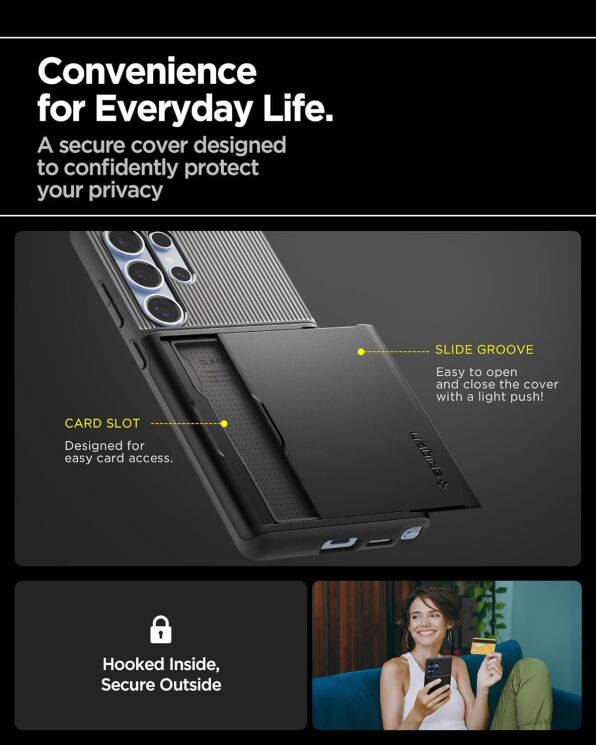 Защитный чехол Spigen (SGP) Slim Armor CS для Samsung Galaxy S25 Ultra (S938) ACS08967 - Black: фото 14 из 16