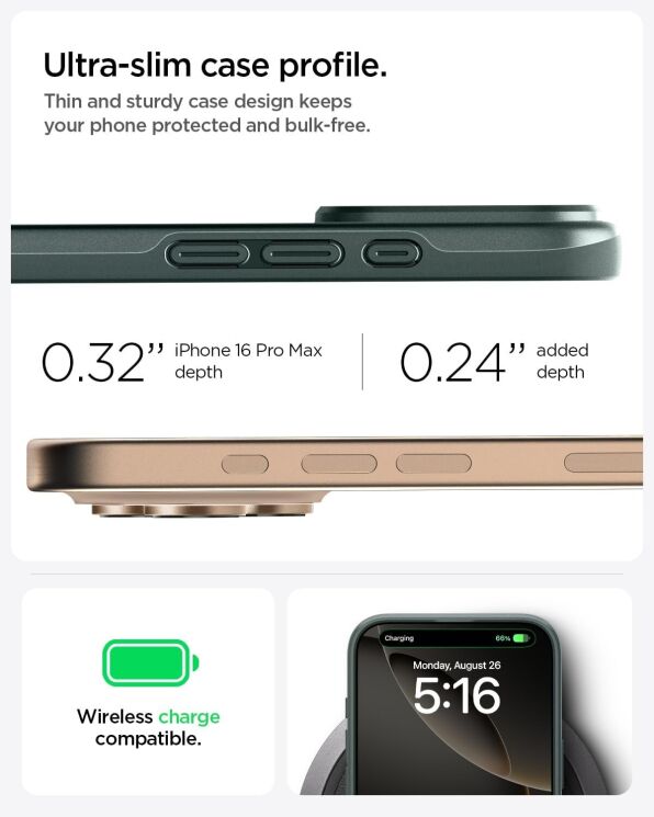Захисний чохол Spigen (SGP) Thin Fit (MagFit) для Apple iPhone 16 Pro Max - Black: фото 14 з 15