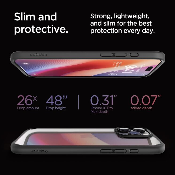 Захисний чохол Spigen (SGP) Ultra Hybrid для Apple iPhone 16 Pro Max - Matte Black: фото 9 з 12