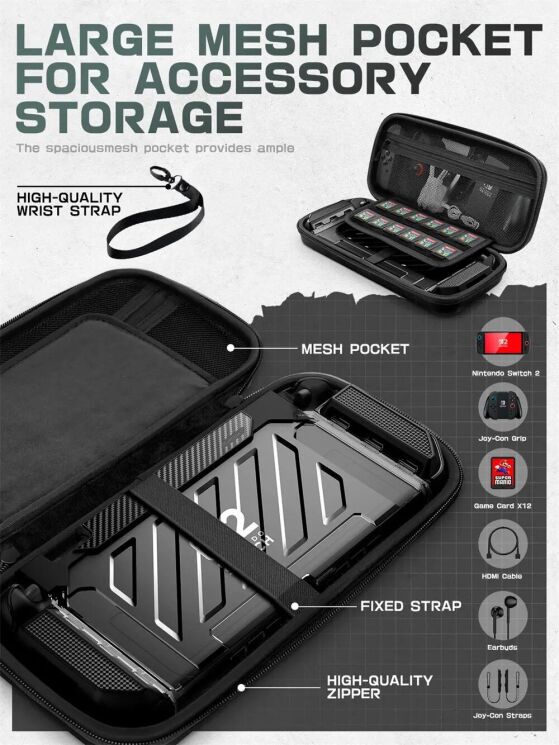 Захисний чохол Supcase Carrying Plus для Nintendo Switch 2 (843439157521) - Black: фото 3 з 6