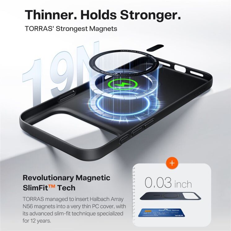 Захисний чохол TORRAS Slim Fit MagSafe для Apple iPhone 17 Pro - Black: фото 3 з 7
