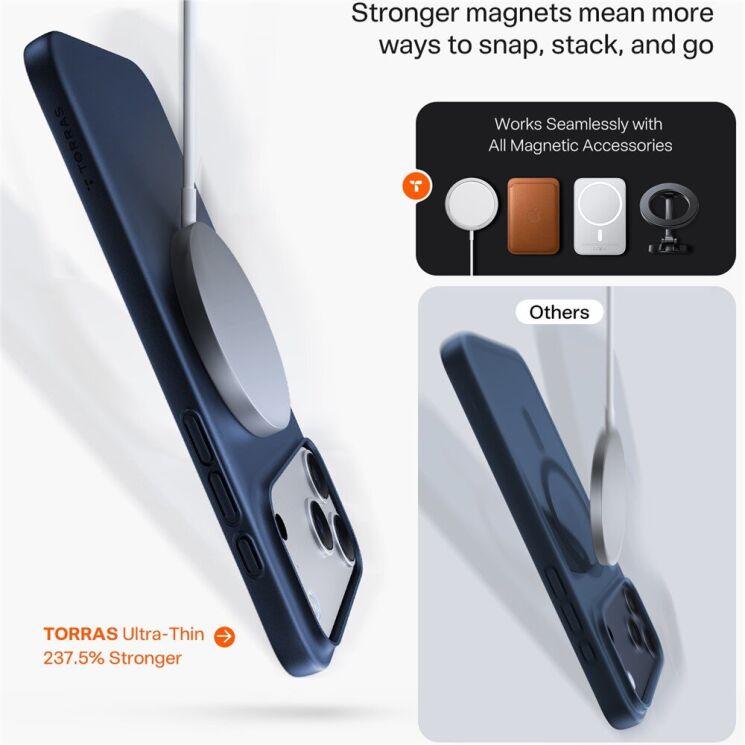 Захисний чохол TORRAS Slimfit (with MagSafe) для Apple iPhone 18 Pro - Navy Blue: фото 4 з 8