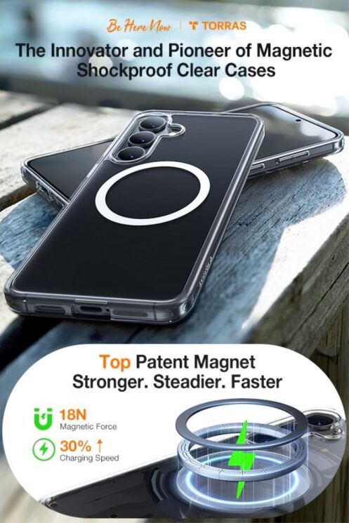 Защитный чехол TORRAS Sparka MagSafe для Samsung Galaxy S25 Plus (S936) - Transparent: фото 10 из 15