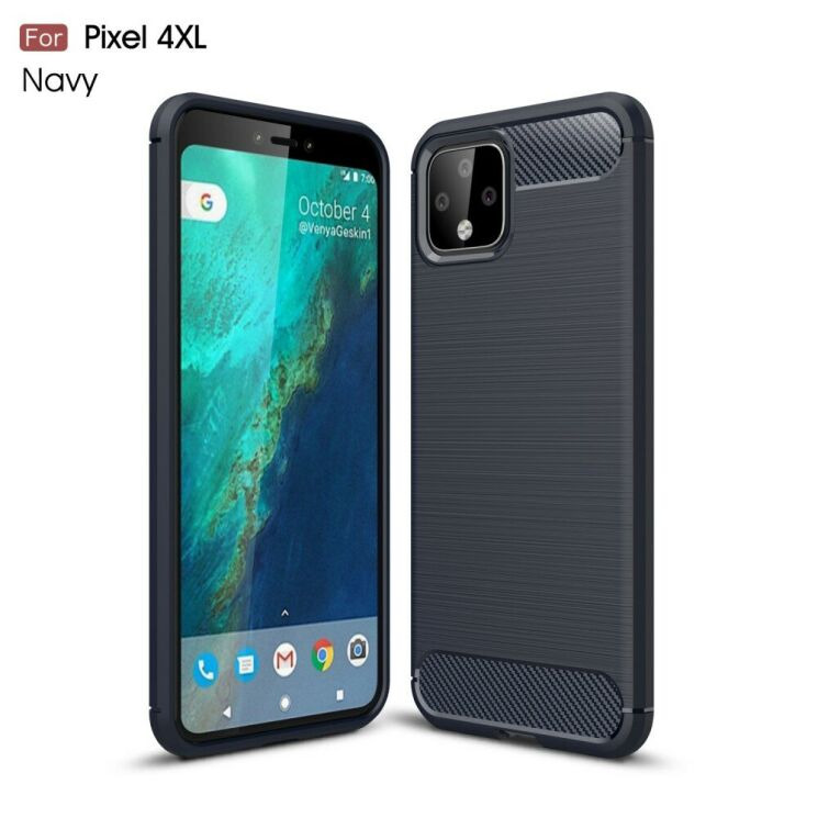 Силиконовый (TPU) чехол UniCase Carbon для Google Pixel 4 XL - Blue: фото 1 из 11
