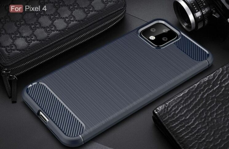 Силиконовый (TPU) чехол UniCase Carbon для Google Pixel 4 XL - Blue: фото 2 из 11