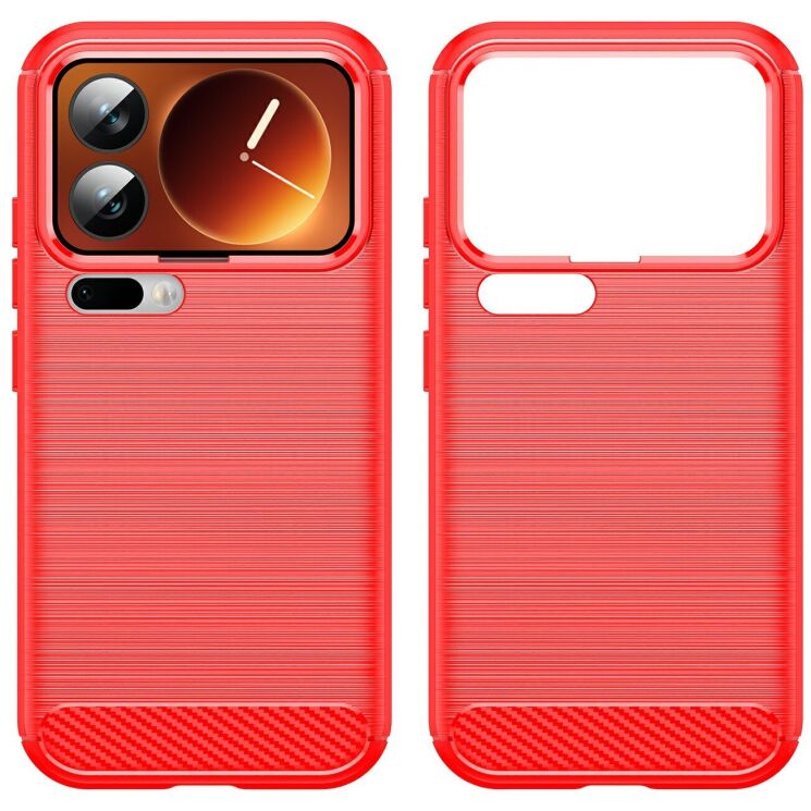 Силиконовый (TPU) чехол UniCase Carbon для Xiaomi 17 Pro - Red: фото 2 из 8