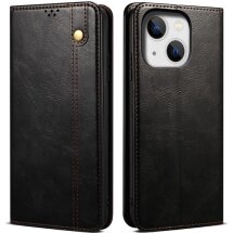 Защитный чехол UniCase Leather Wallet для Apple iPhone 15 - Black: фото 1 из 9