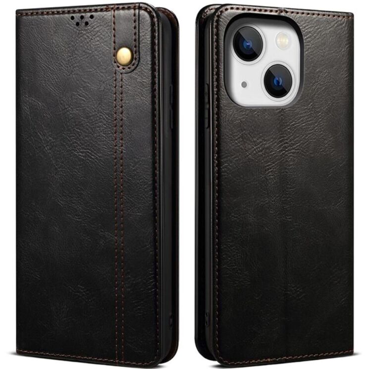 Защитный чехол UniCase Leather Wallet для Apple iPhone 15 - Black: фото 1 из 9