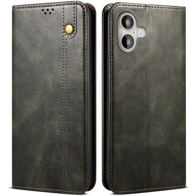 Защитный чехол UniCase Leather Wallet для Apple iPhone 16 Plus - Green: фото 1 из 10