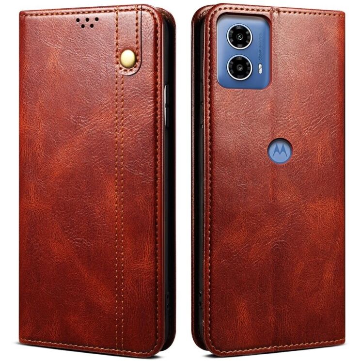 Защитный чехол UniCase Leather Wallet для Motorola Moto G24 / G04 / G04s / E14 - Brown: фото 1 из 9