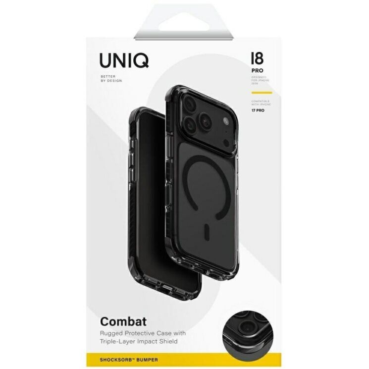 Защитный чехол UNIQ Combat для iPhone 18 Pro (UNIQ-IP6.3P(2026)-COMMCBLK) - Black (440133B) Защитный чехол UNIQ Combat для iPhone 18 Pro (UNIQ-IP6.3P(2026)-COMMCBLK) - Black: фото 6 из 11
