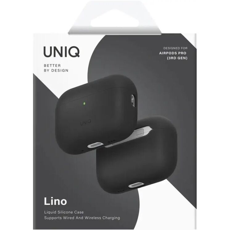 Защитный чехол UNIQ Lino для AirPods Pro 3 (UNIQ-AIRPODSPRO3-LINOCHRGRY) - Black (390182B) Защитный чехол UNIQ Lino для AirPods Pro 3 (UNIQ-AIRPODSPRO3-LINOCHRGRY) - Black: фото 6 из 11