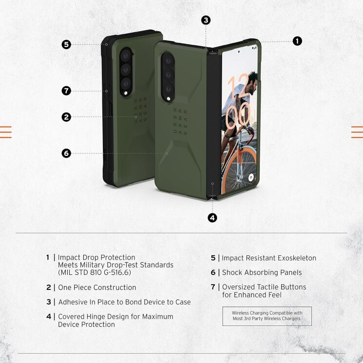 Защитный чехол URBAN ARMOR GEAR Civilian для Samsung Galaxy Fold 4 (214008117272) - Olive: фото 8 из 8