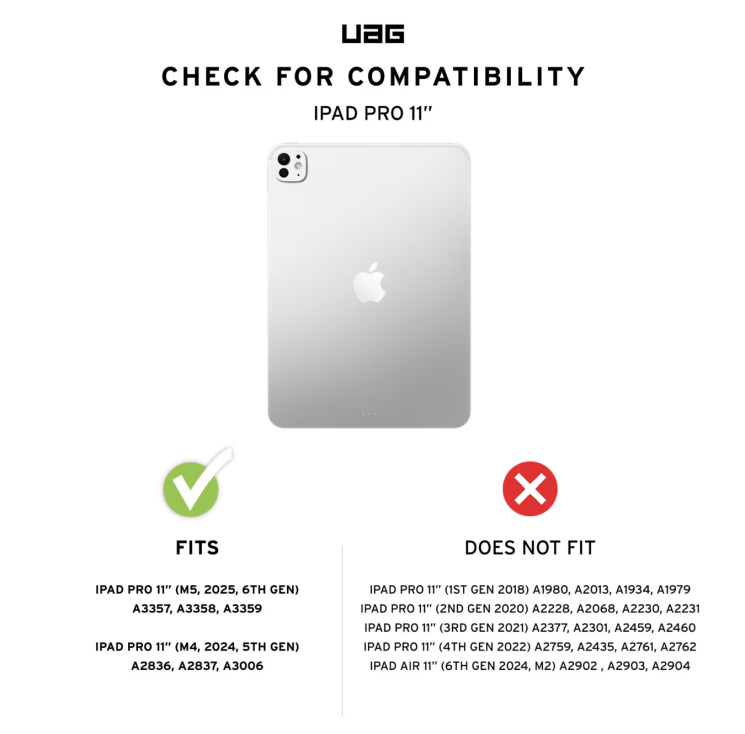 Защитный чехол URBAN ARMOR GEAR Plyo (FT) для iPad Pro 11 M5/M4 (2025/2024) 124477114043 - Black / Ice: фото 13 из 15