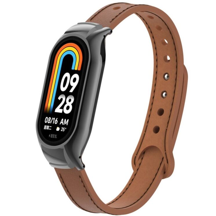 Защитный комплект Deexe Leather Kit для Xiaomi Mi Smart Band 8 - Brown: фото 2 из 6
