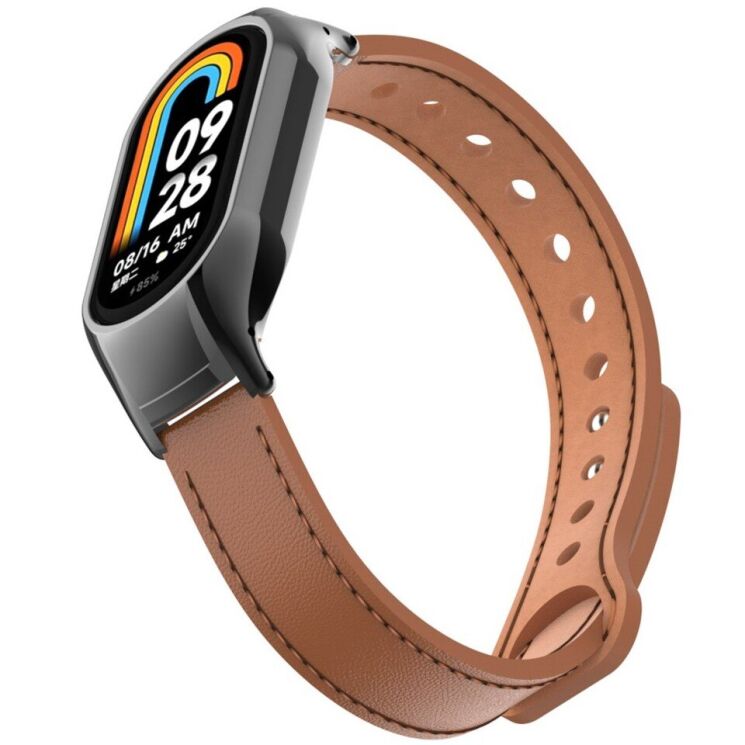 Защитный комплект Deexe Leather Kit для Xiaomi Mi Smart Band 8 - Brown: фото 4 из 6