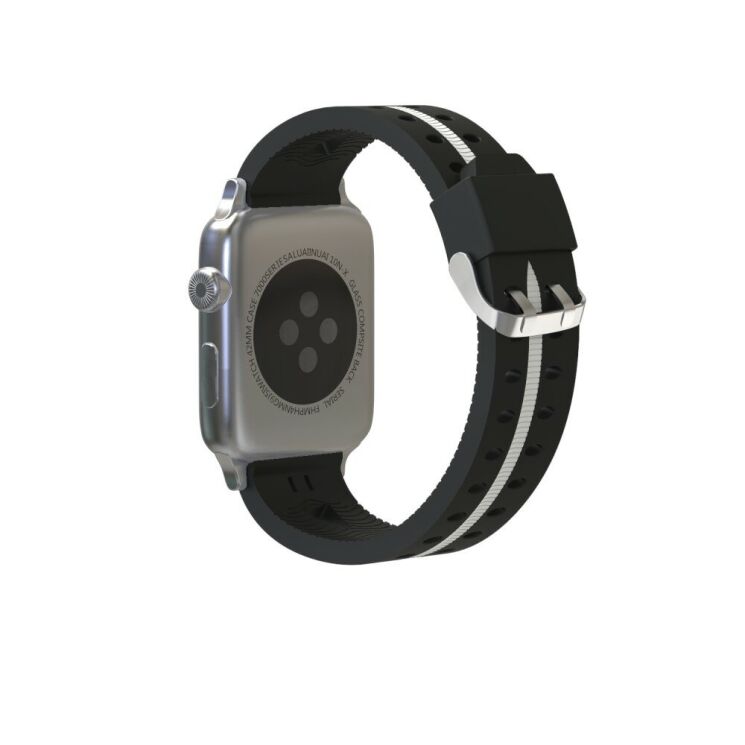 Ремінець UniCase Sport Style для Apple Watch 46 / 45 / 44 / SE 44 / 42 (Series 1-3) / Ultra / Ultra 2 / Ultra 3 - Black / White: фото 3 з 5