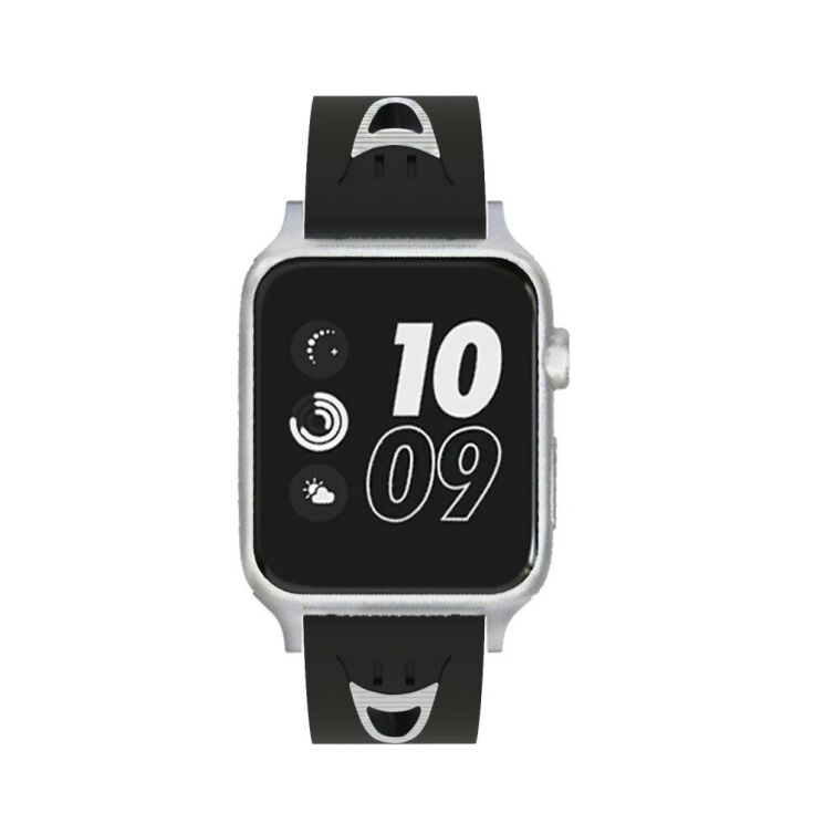 Ремінець UniCase Sport Style для Apple Watch 46 / 45 / 44 / SE 44 / 42 (Series 1-3) / Ultra / Ultra 2 / Ultra 3 - Black / White: фото 4 з 5