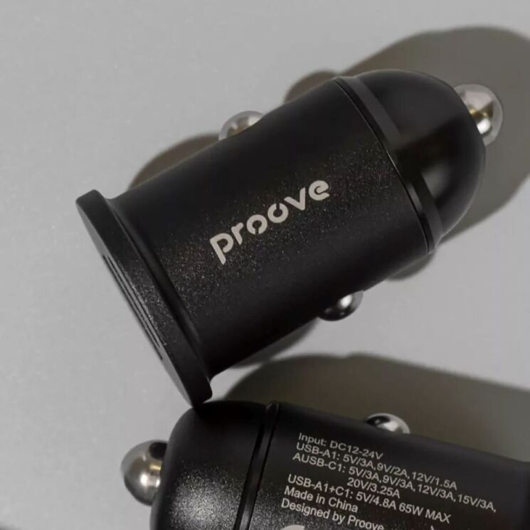 Автомобільний зарядний пристрій Proove Tiny Power Pro 65W (USB + Type-C) - Black: фото 9 з 9