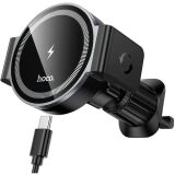 Автомобільний тримач із бездротовою зарядкою Hoco HW35 (15W) - Black: фото 1 з 10