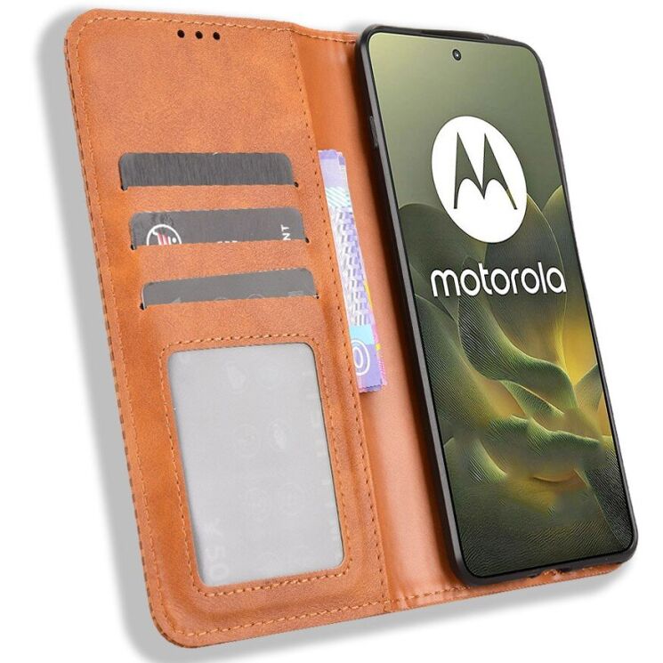 Чохол-книжка Deexe Retro Style для Motorola Edge 70 - Brown: фото 4 з 18