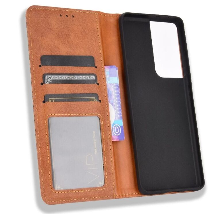 Чехол Deexe Retro Style для Samsung Galaxy S21 Ultra (G998) - Brown: фото 4 из 16