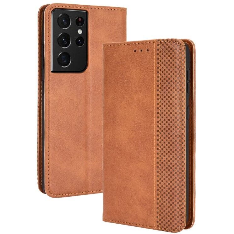 Чехол Deexe Retro Style для Samsung Galaxy S21 Ultra (G998) - Brown: фото 2 из 16
