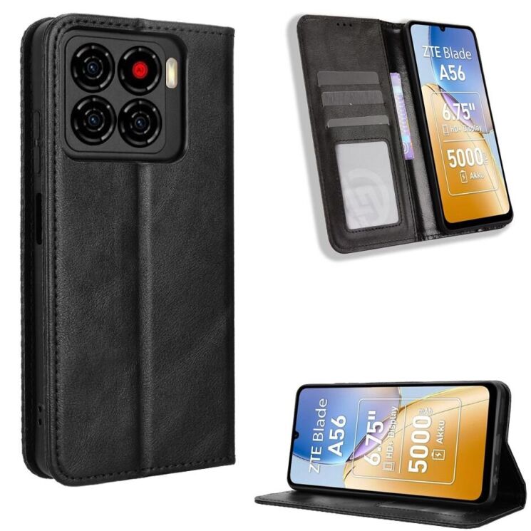 Чехол-книжка Deexe Retro Style для ZTE Blade A56 - Black: фото 2 из 18
