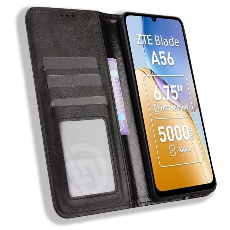 Чехол-книжка Deexe Retro Style для ZTE Blade A56 - Black: фото 6 из 18