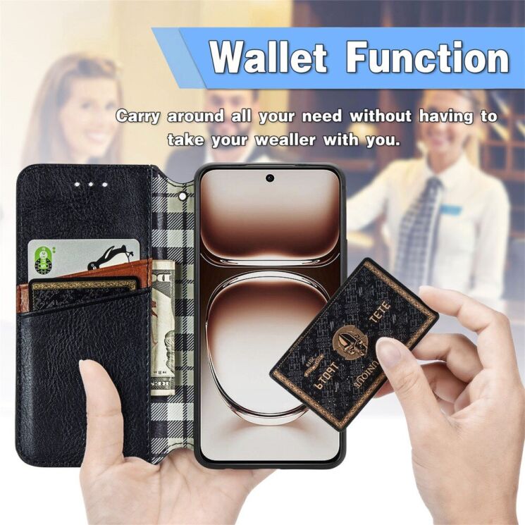 Чехол Deexe Rhombus Wallet для OPPO A3x / A3 / A40m - Blue: фото 6 из 9