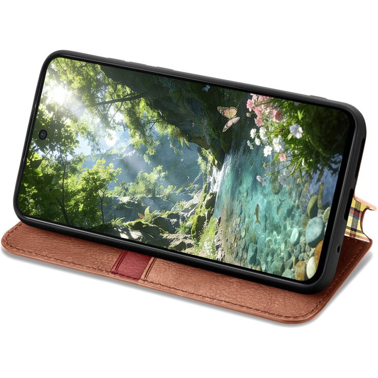 Чехол Deexe Rhombus Wallet для Xiaomi Poco X8 Pro - Brown: фото 3 из 10