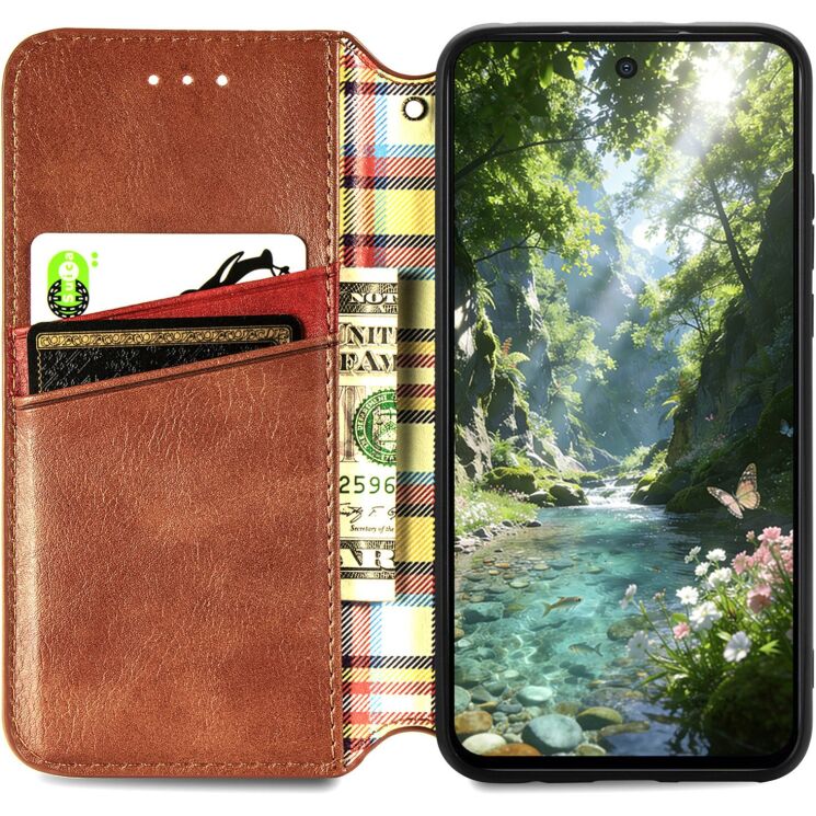 Чехол Deexe Rhombus Wallet для Xiaomi Poco X8 Pro - Brown: фото 2 из 10