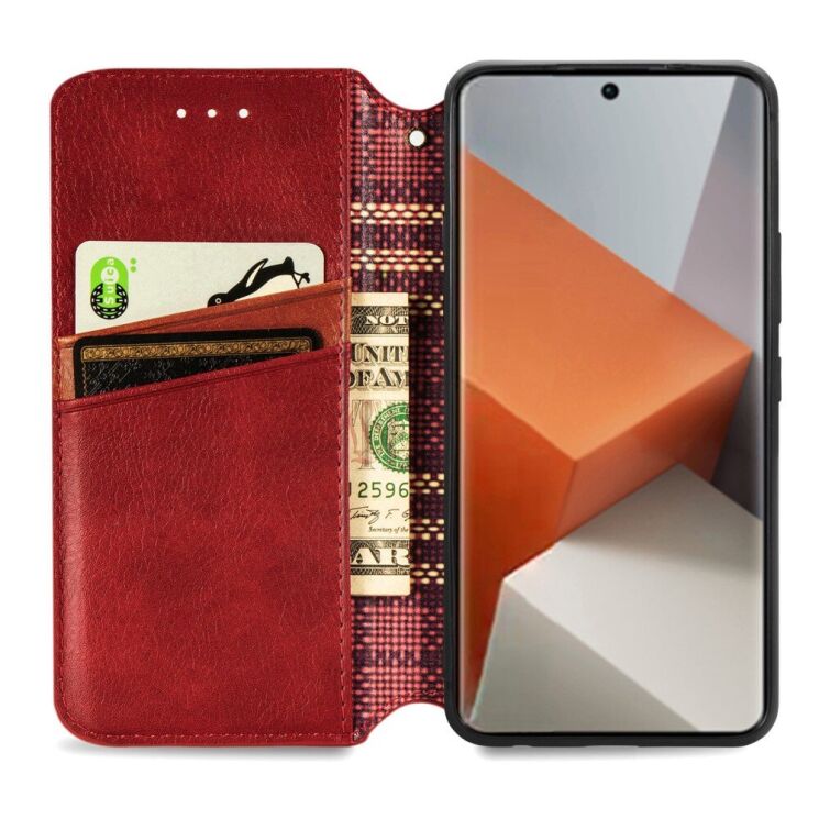 Чехол Deexe Rhombus Wallet для Xiaomi Redmi Note 13 Pro+ - Red: фото 2 из 6