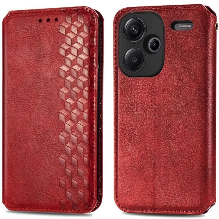Чехол Deexe Rhombus Wallet для Xiaomi Redmi Note 13 Pro+ - Red: фото 1 из 6