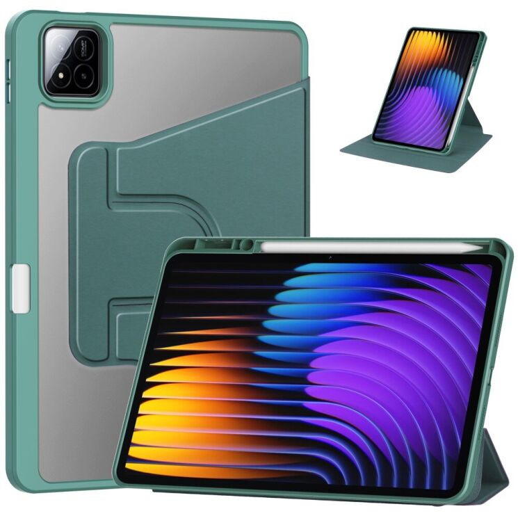 Чехол Deexe Rotary Case для Xiaomi Pad 7 / 7 Pro - Blackish Green: фото 1 из 7