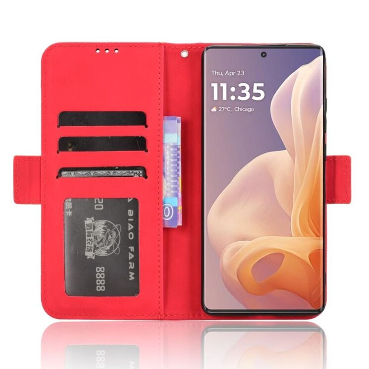 Чохол Deexe Wallet Stand для Motorola Moto G85 - Red: фото 3 з 7