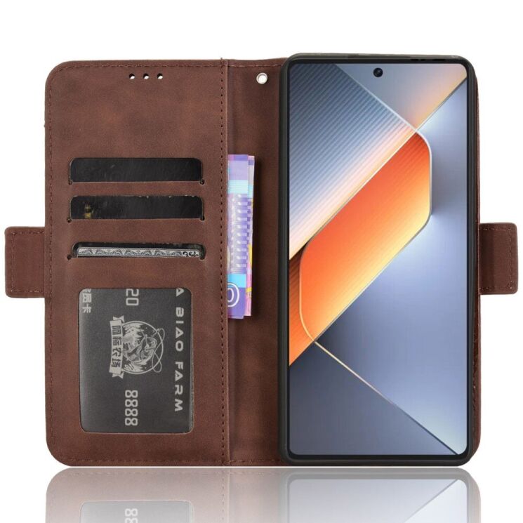 Чехол Deexe Wallet Stand для TECNO Pova 6 - Brown: фото 2 из 8