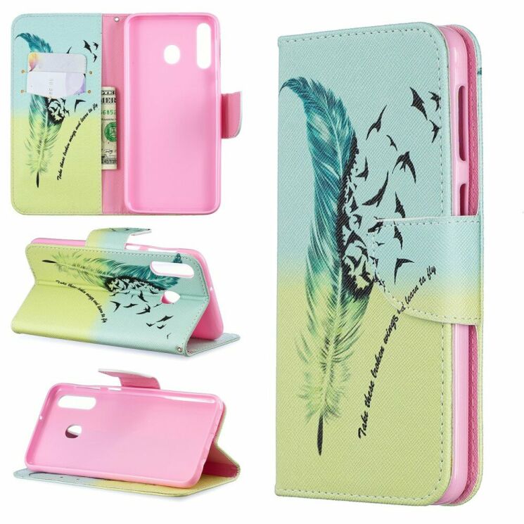 Чохол-книжка Deexe Color Wallet для Samsung Galaxy M30 (M305) / A40s (A407) - Feather Pattern: фото 1 з 8