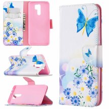 Чехол-книжка Deexe Color Wallet для Xiaomi Redmi 9 - Blue Butterfly and Flowers: фото 1 из 9